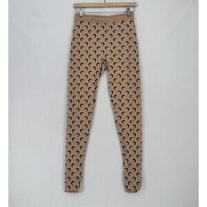 Marine Serre Womens Tan Crescent Moon Print Jersey Stretch Leggings Sz L
